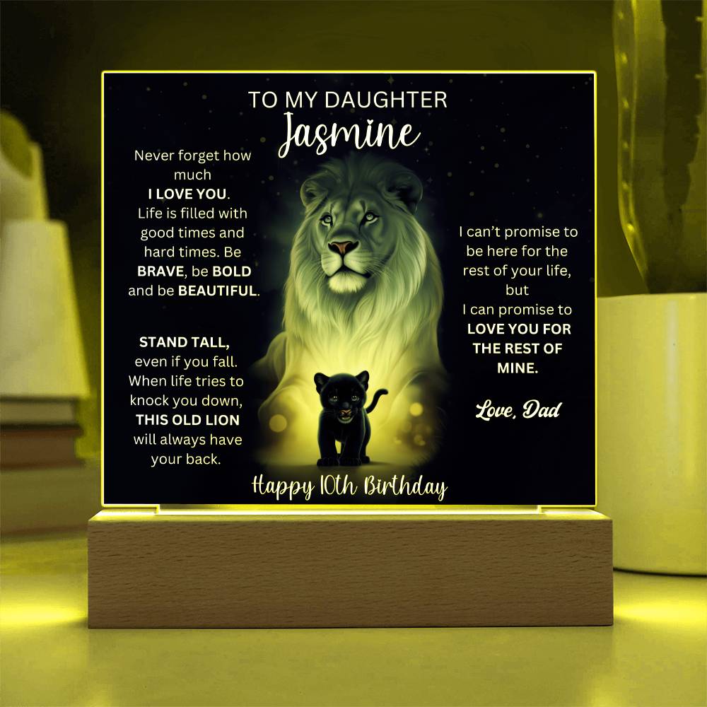 10th Birthday Gift To Daughter From Dad - Acrylic Square Plaque