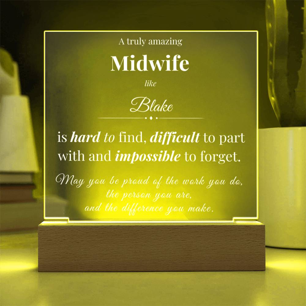 Personalized Acrylic Square Plaque for Midwife