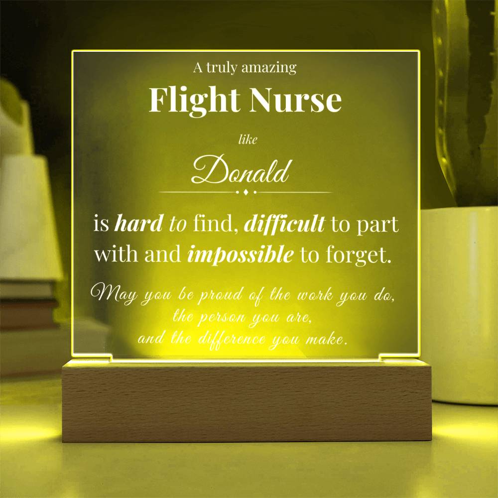 Personalized Acrylic Square Plaque for Flight Nurse