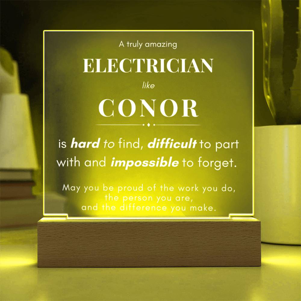 Electrician Gift Personalized Name LED Plaque