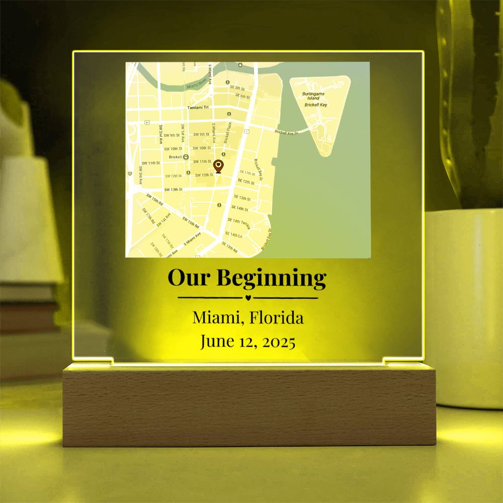 Personalized Where We Met Map Acrylic Plaque Miami Florida 1