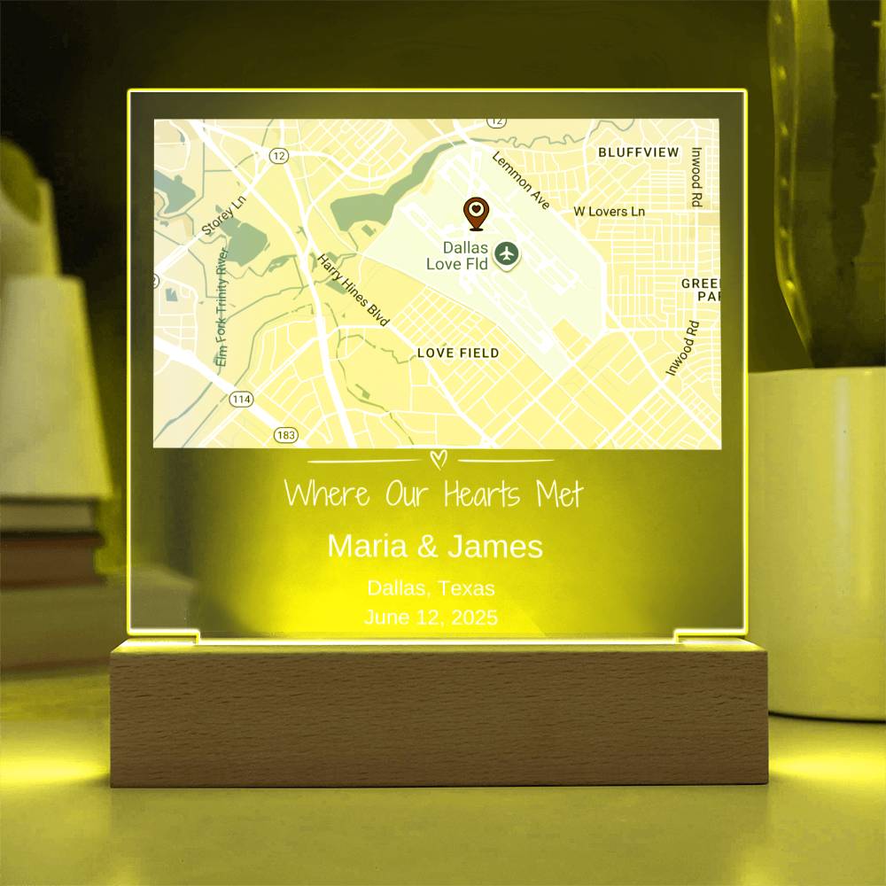 Custom Love Story Map Plaque
