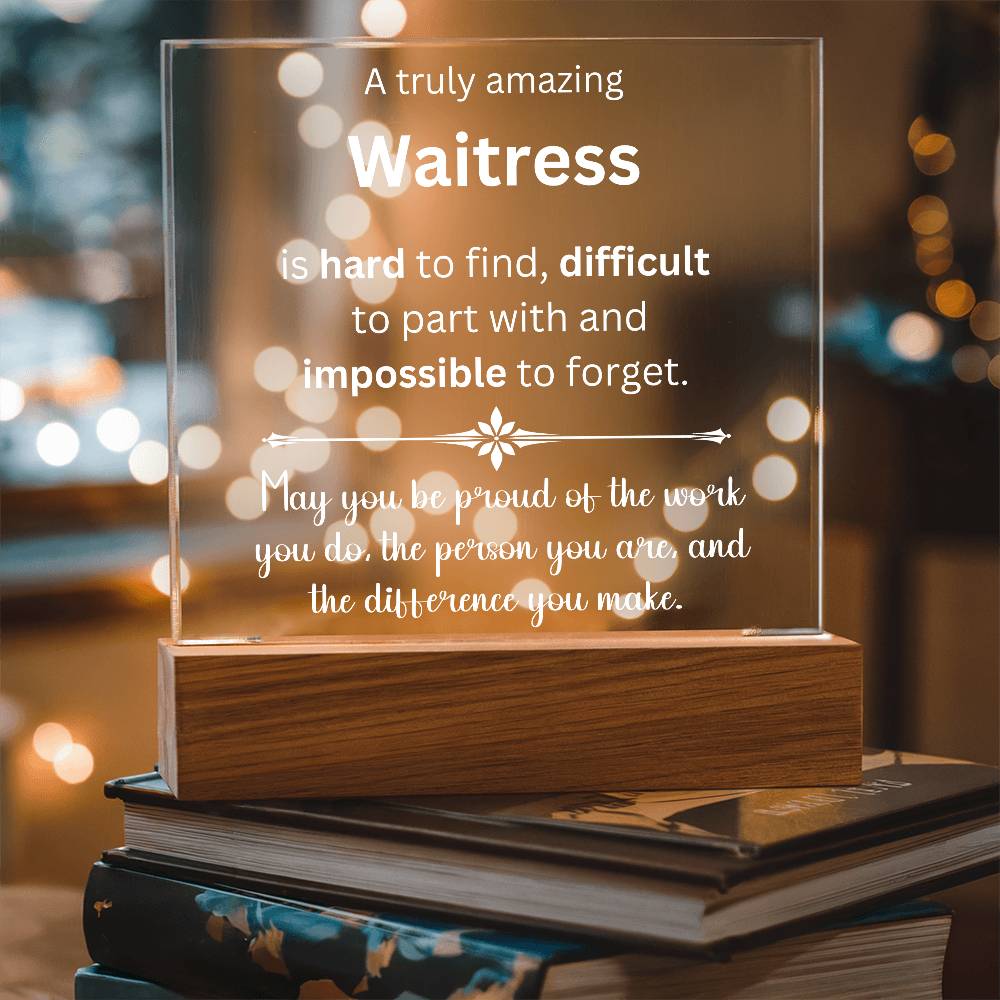Waitress Thank You Gift - Acrylic Square Plaque