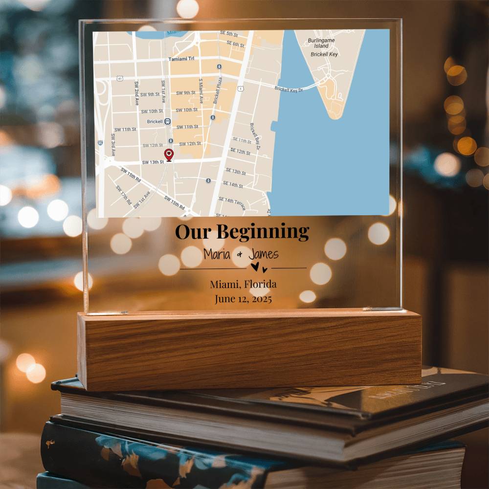 Personalized Where We Met Map Acrylic Plaque Miami Florida 2