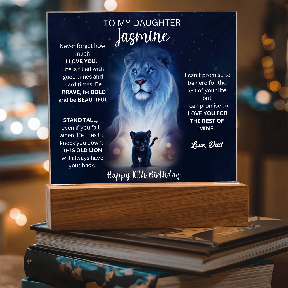 10th Birthday Gift To Daughter From Dad - Acrylic Square Plaque