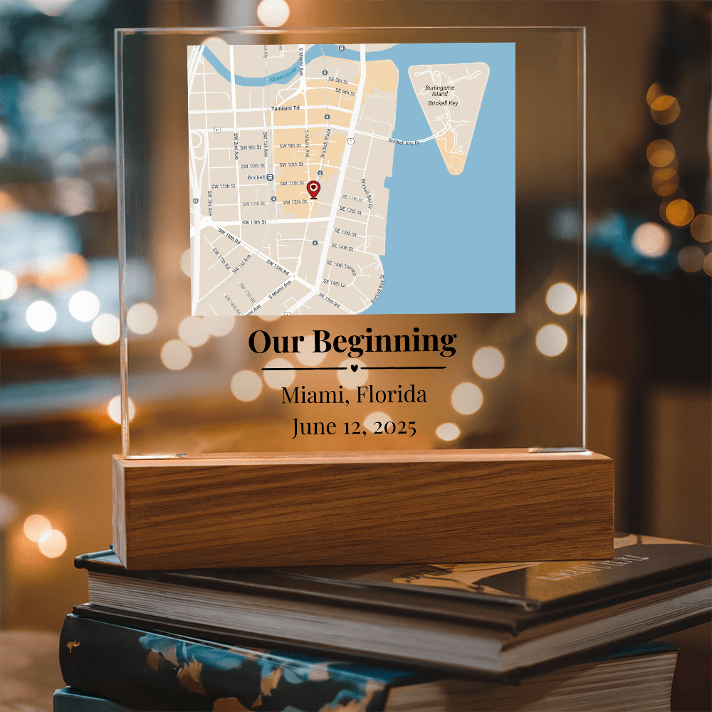 Personalized Where We Met Map Acrylic Plaque Miami Florida 1