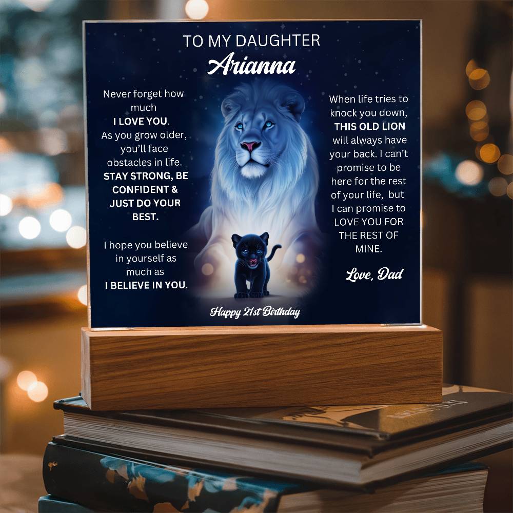 Dad To Daughter 21st Birthday Gift - Acrylic Square Plaque