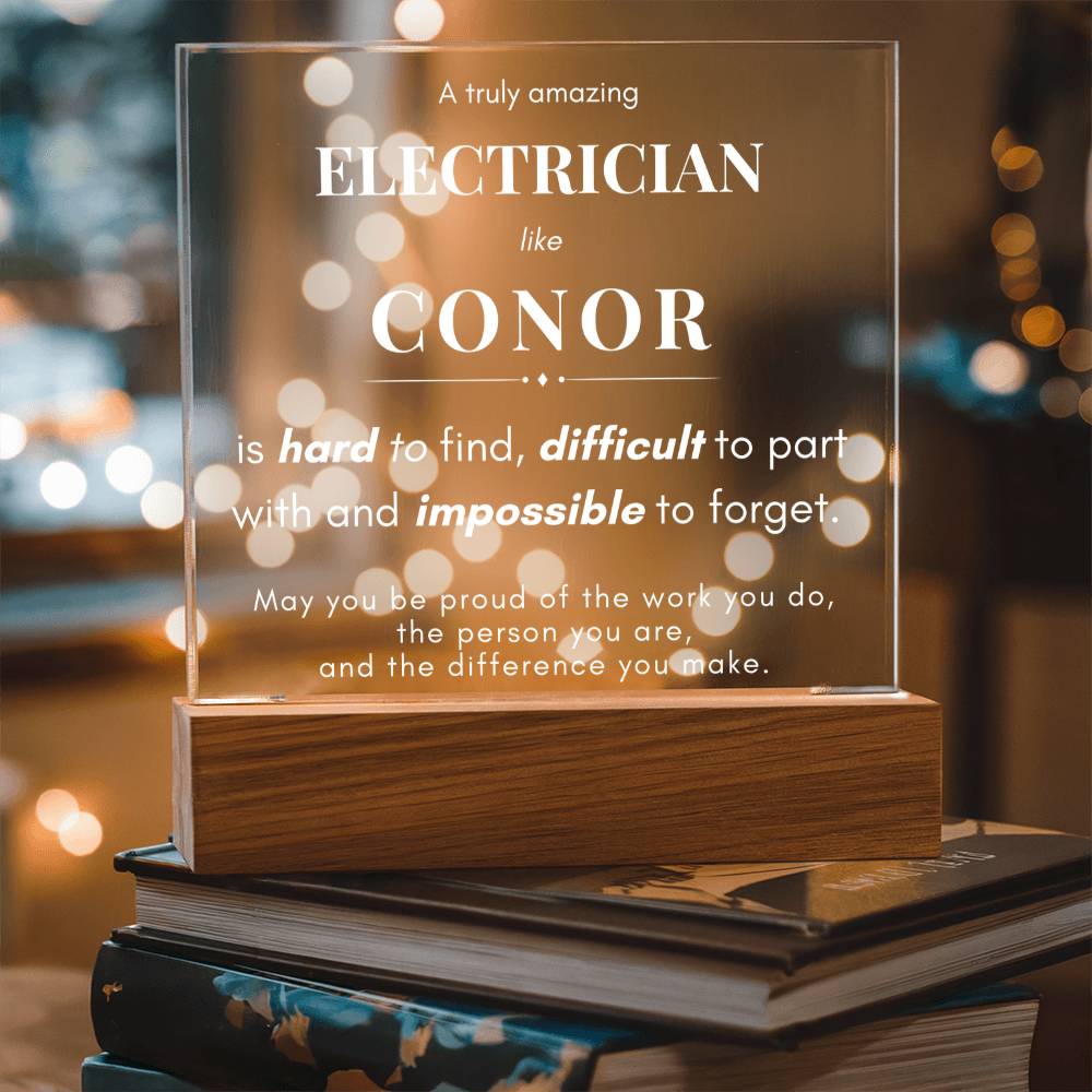 Electrician Gift Personalized Name LED Plaque
