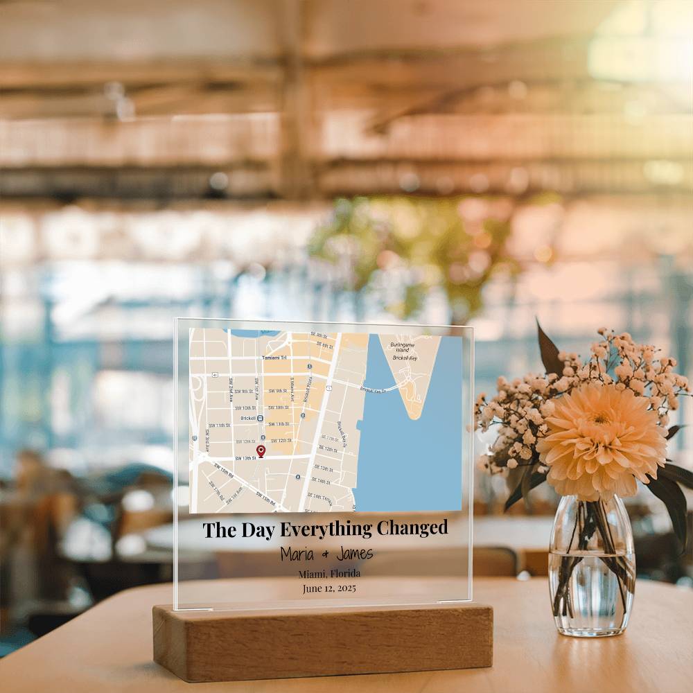 Personalized Where We Met Map Acrylic Plaque Miami Florida 3