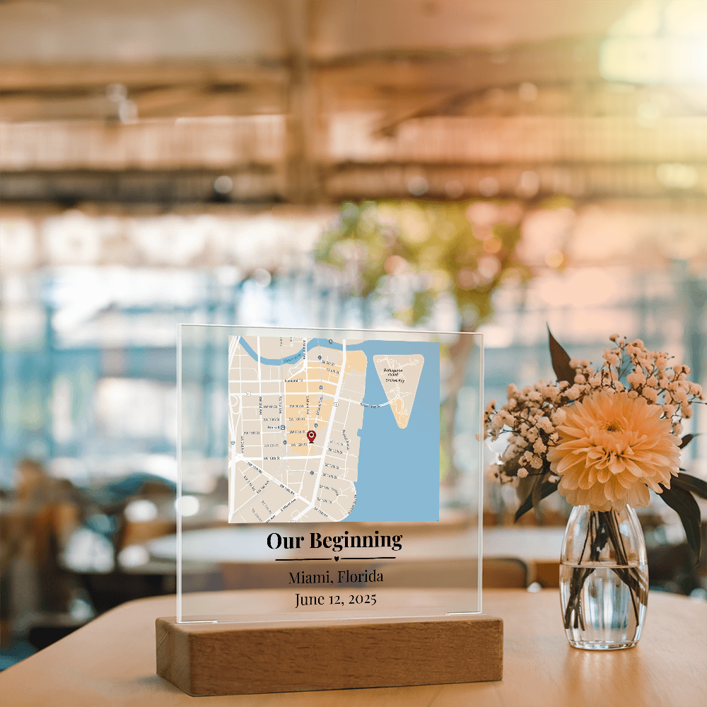 Personalized Where We Met Map Acrylic Plaque Miami Florida 1