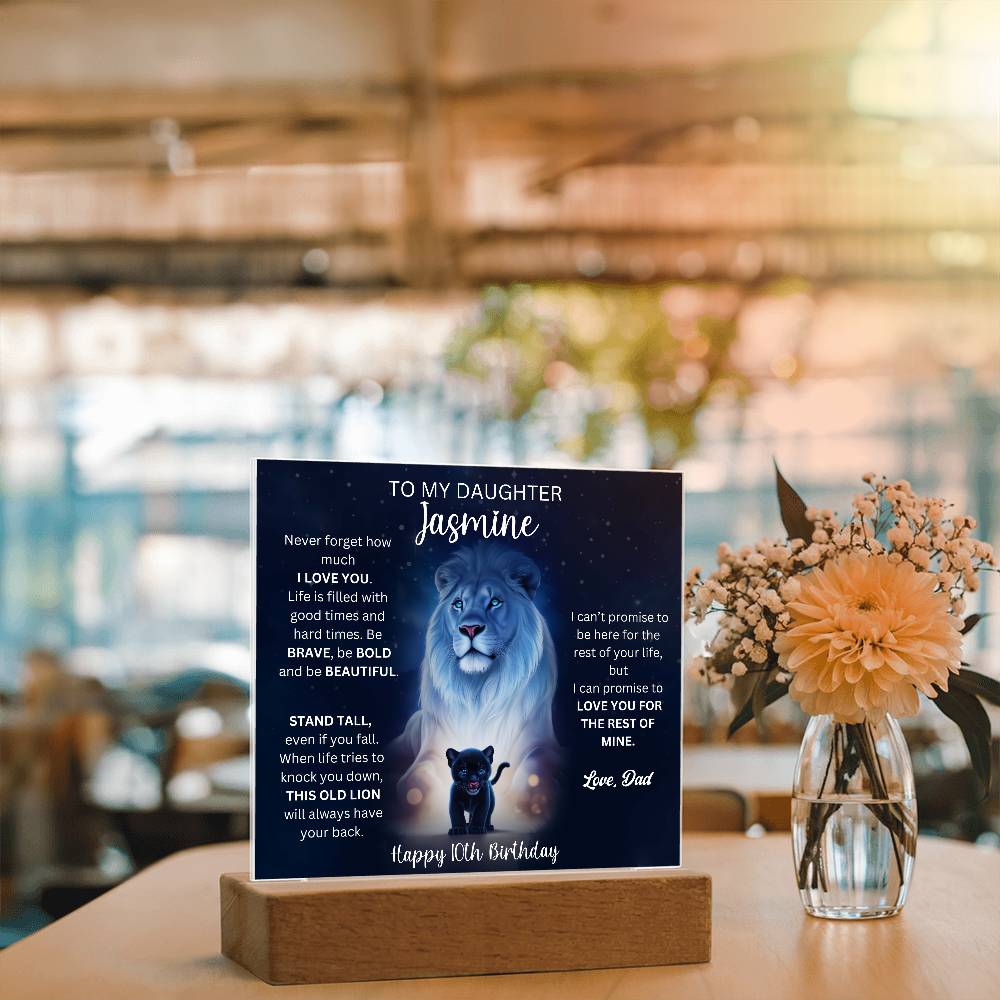 10th Birthday Gift To Daughter From Dad - Acrylic Square Plaque