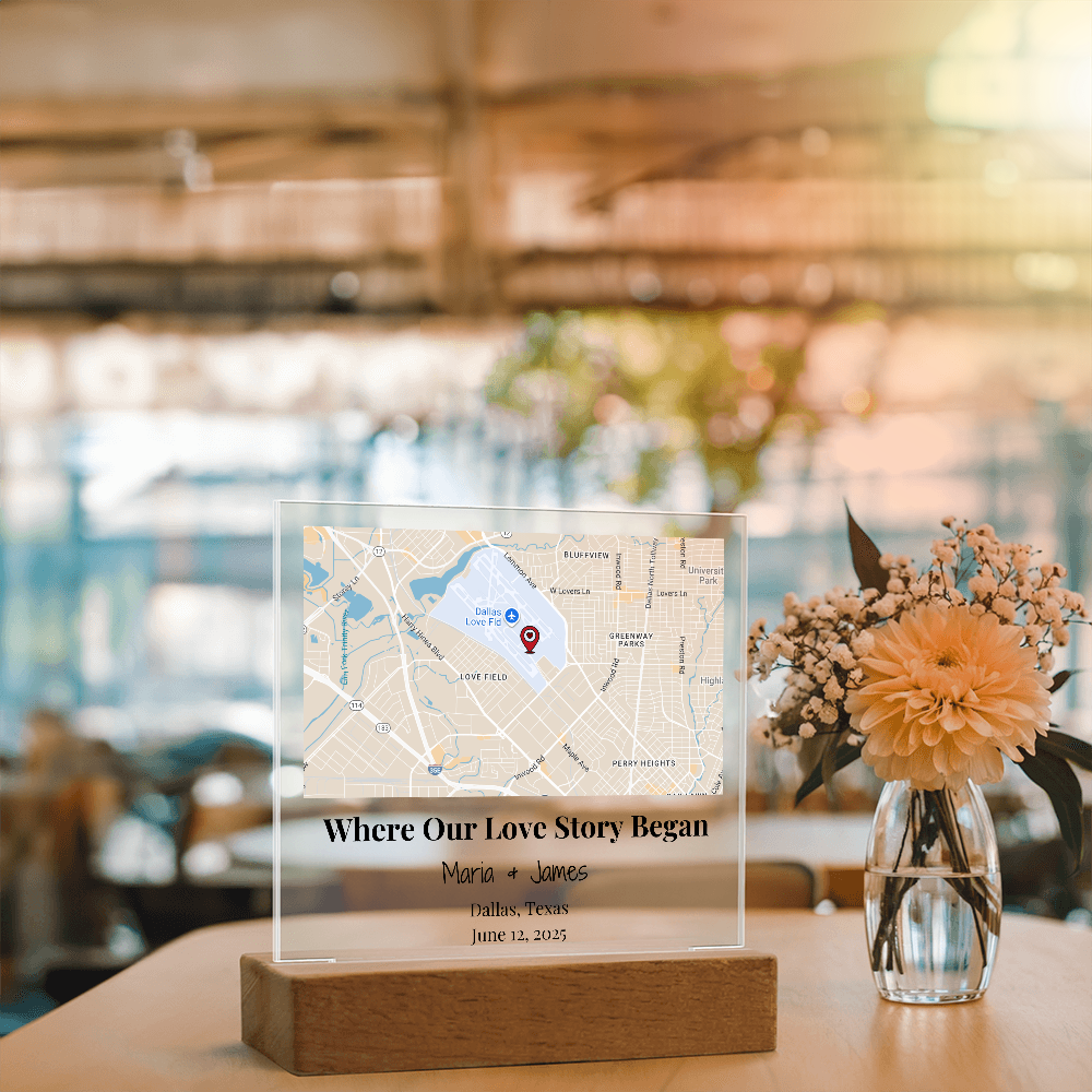 Personalized Where Our Love Story Began Map Acrylic Plaque Dallas Texas 4