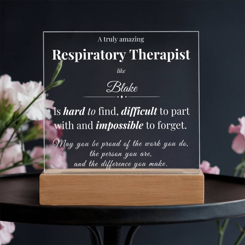 Personalized Acrylic Plaque for Respiratory Therapist