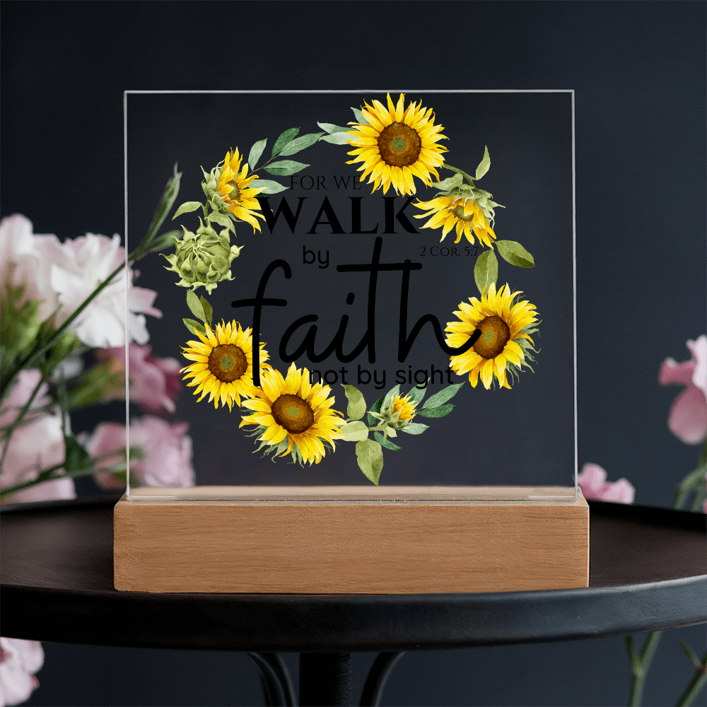 Bible Verse Art - 2 Cor 5:7 - Square Acrylic Plaque