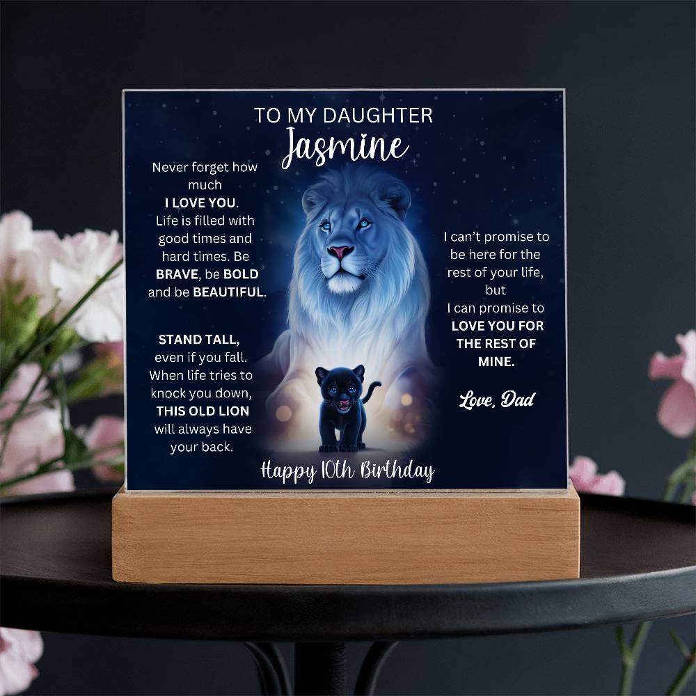 10th Birthday Gift To Daughter From Dad - Acrylic Square Plaque