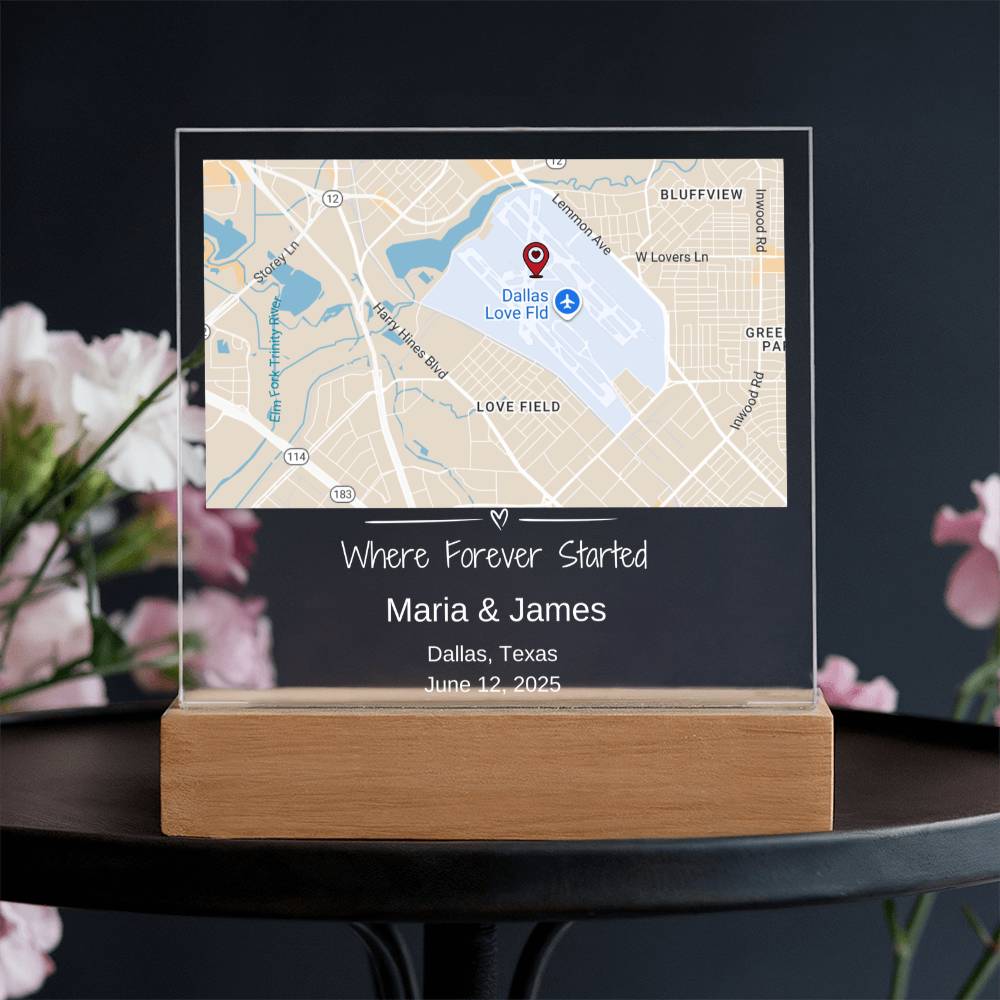 Personalized Wedding Location Map Plaque