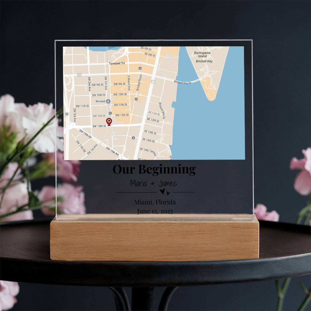 Personalized Where We Met Map Acrylic Plaque Miami Florida 2