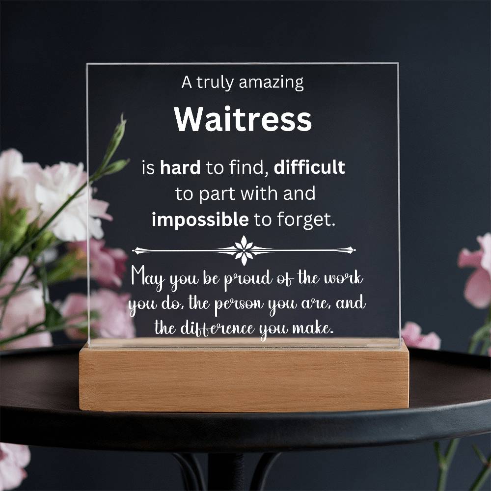 Waitress Thank You Gift - Acrylic Square Plaque