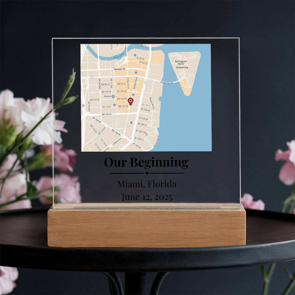 Personalized Where We Met Map Acrylic Plaque Miami Florida 1