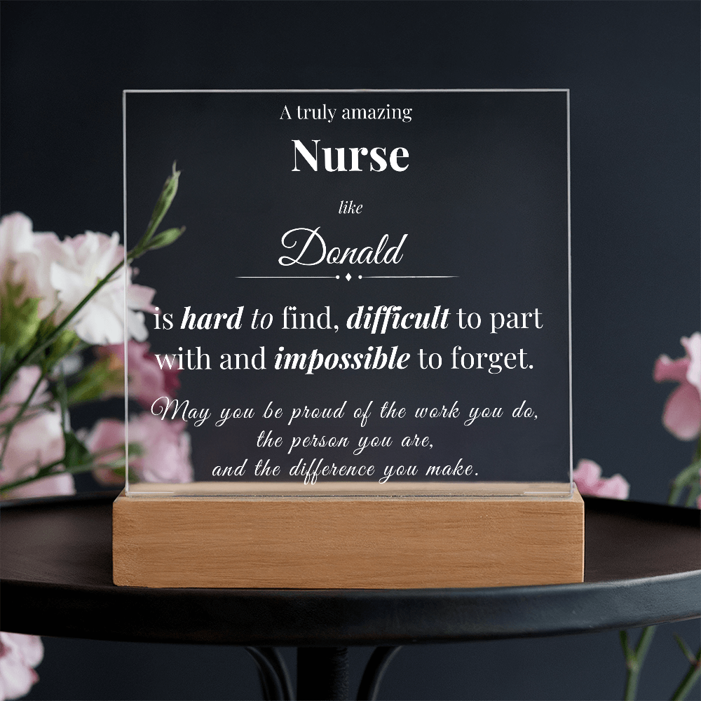 Personalized Acrylic Square Plaque for Nurse