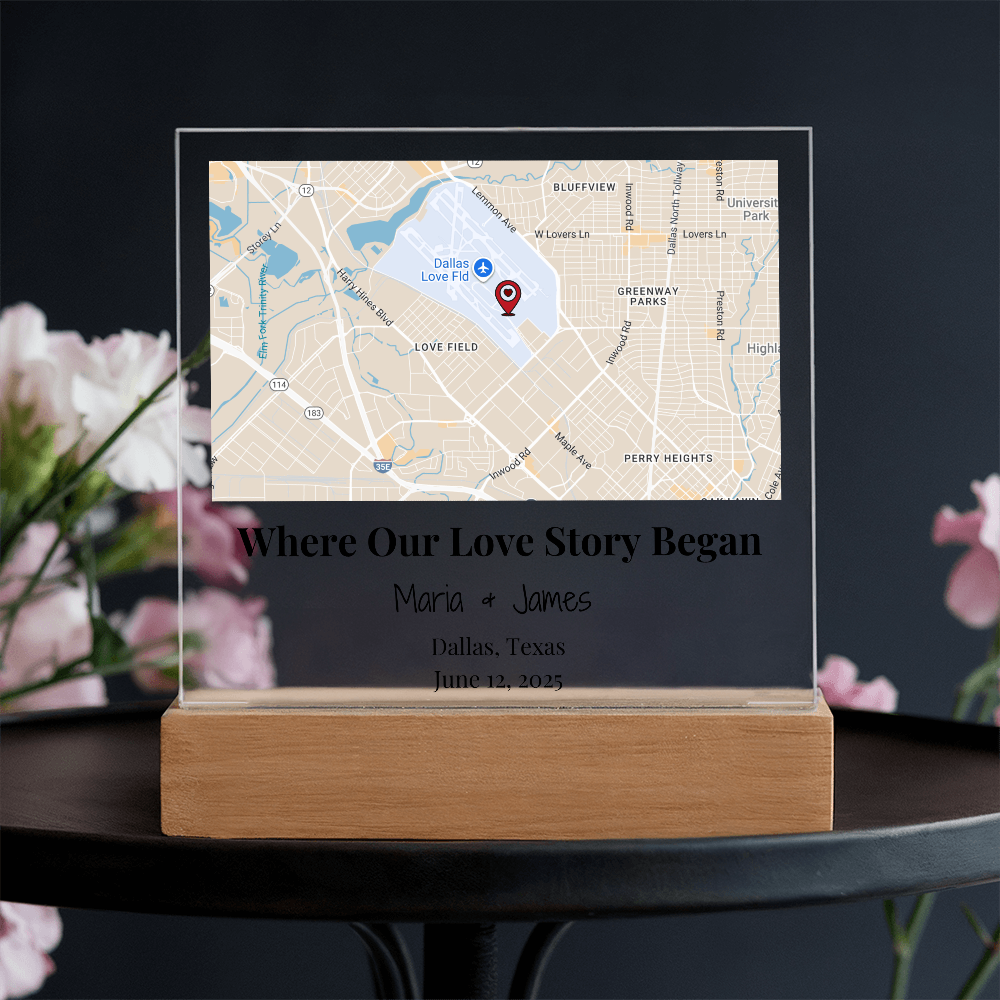 Personalized Where Our Love Story Began Map Acrylic Plaque Dallas Texas 4