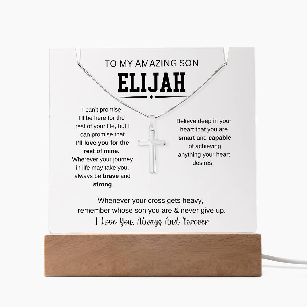 Personalized To My Son Necklace 2 - Keepsake Acrylic & Stainless Steel Cross Necklace