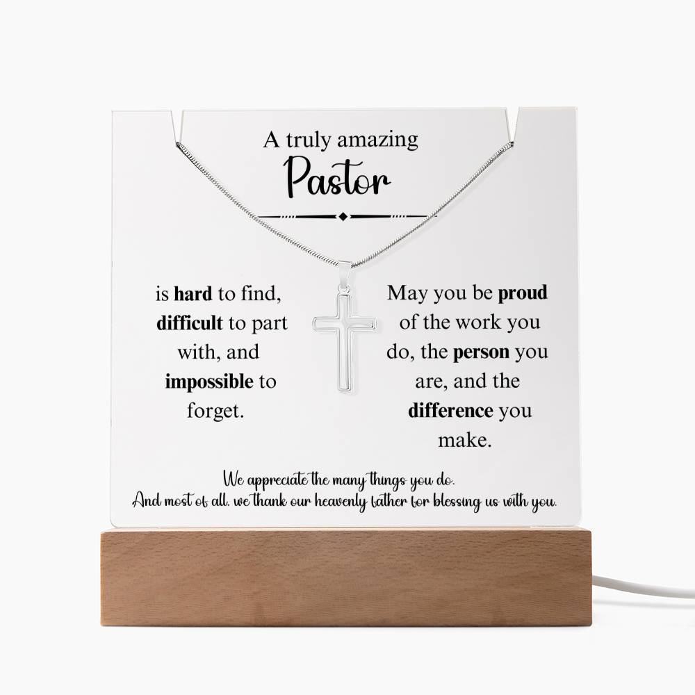A Truly Amazing Pastor Keepsake Acrylic Bundle With Cross Necklace 2