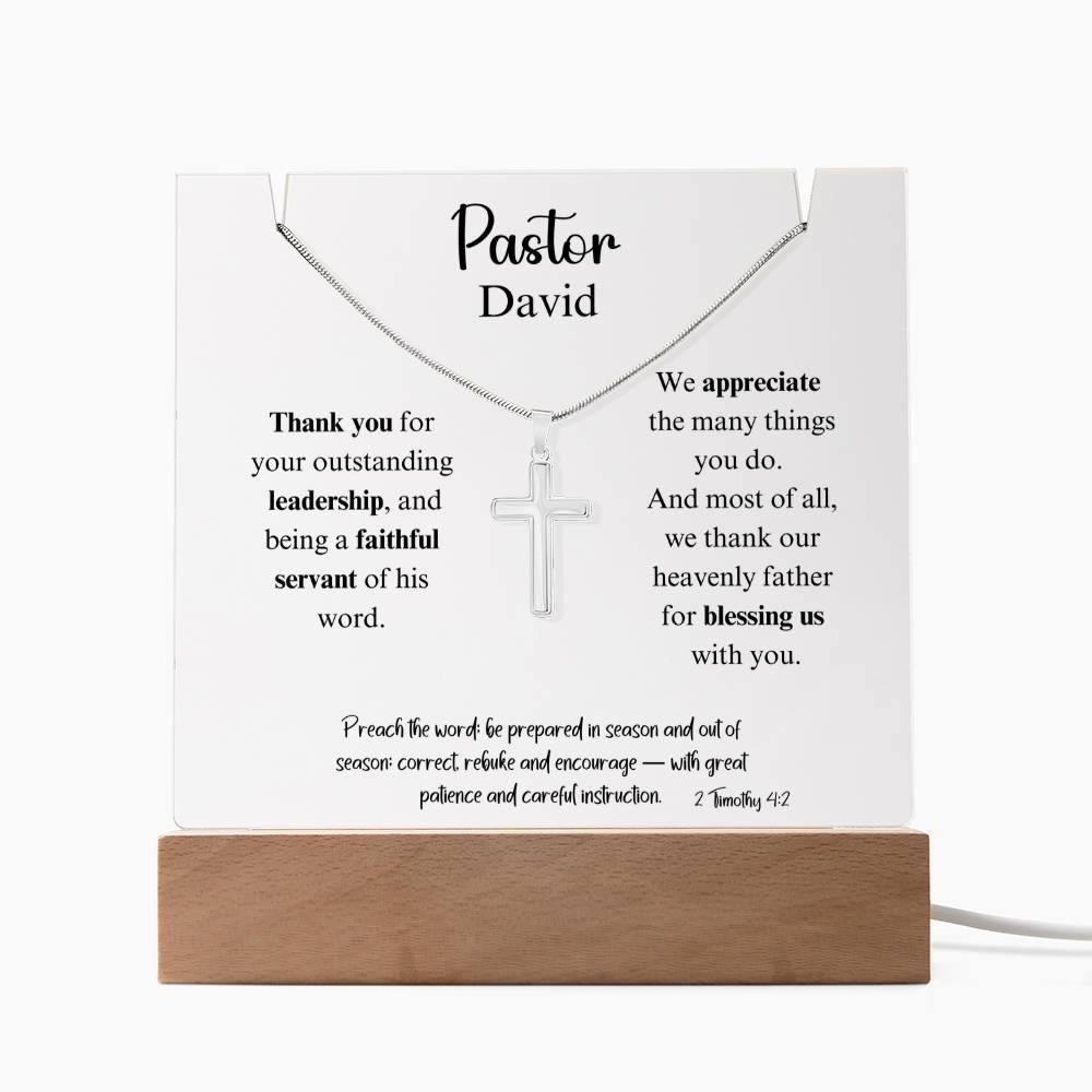 Appreciation Gift  For Pastor Keepsake Acrylic Plaque Cross Necklace 4