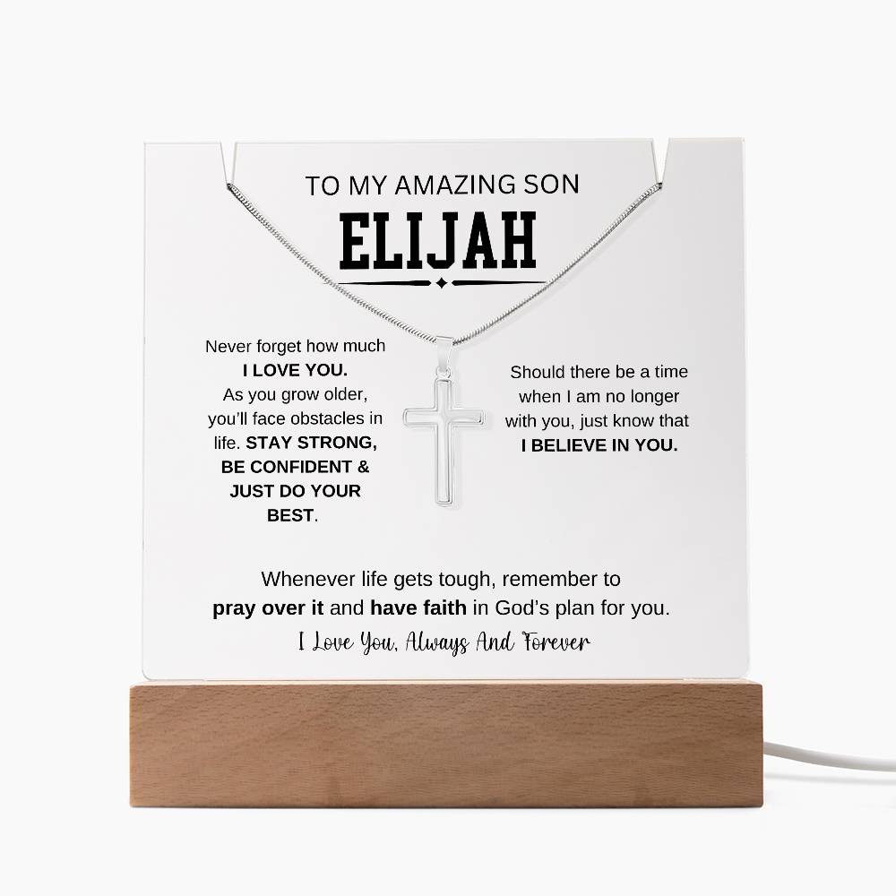 To My Amazing Son | I Love You Always & Forever | Keepsake Acrylic & Stainless Steel Cross Necklace