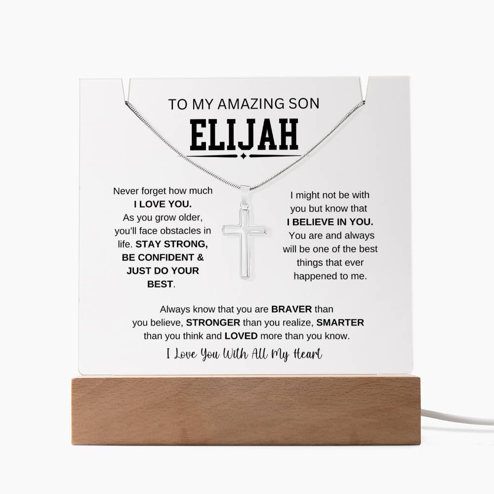 Personalized To My Son Necklace 8 - Keepsake Acrylic & Stainless Steel Cross Necklace