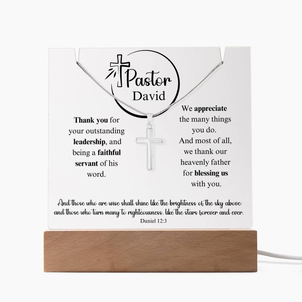 Appreciation Gift  For Pastor Keepsake Acrylic Plaque Cross Necklace 3