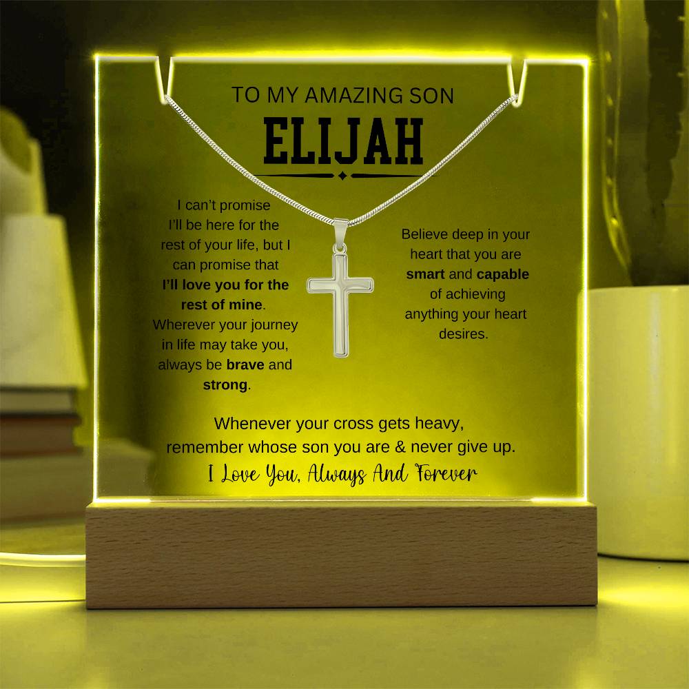 Personalized To My Son Necklace 2 - Keepsake Acrylic & Stainless Steel Cross Necklace