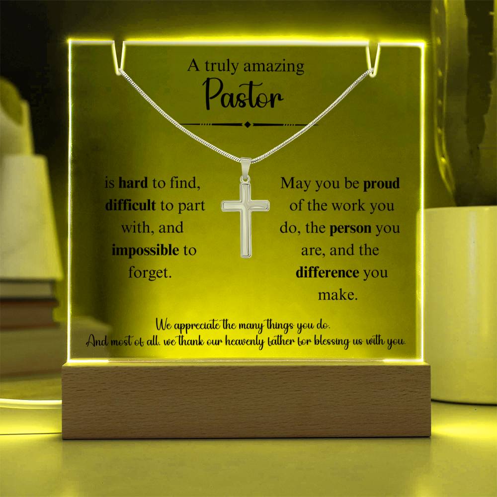 A Truly Amazing Pastor Keepsake Acrylic Bundle With Cross Necklace 2
