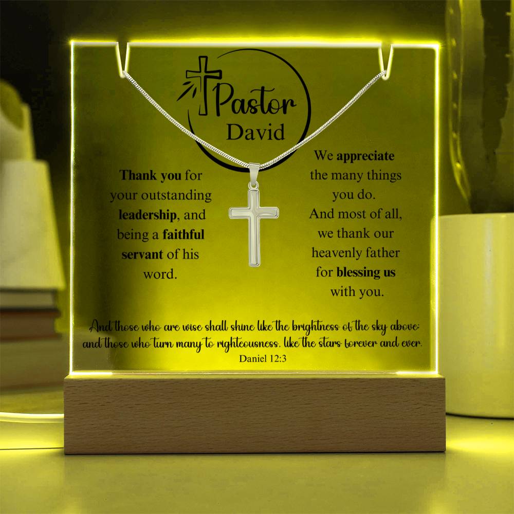 Appreciation Gift  For Pastor Keepsake Acrylic Plaque Cross Necklace 3