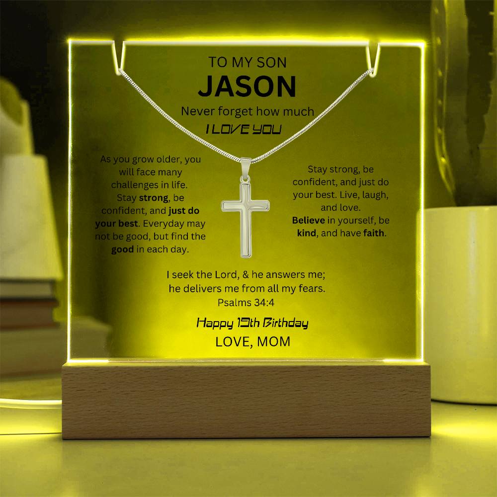 To My Son From Mom 19th Birthday Gift - Keepsake Acrylic Bundle