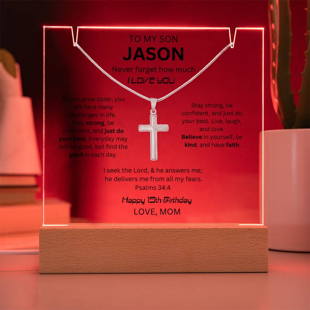 To My Son From Mom 19th Birthday Gift - Keepsake Acrylic Bundle