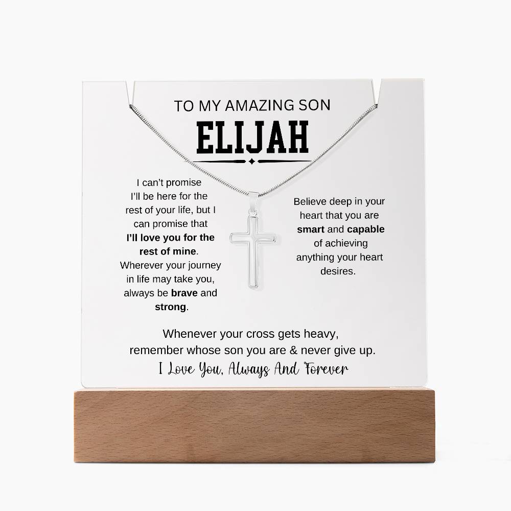 Personalized To My Son Necklace 2 - Keepsake Acrylic & Stainless Steel Cross Necklace