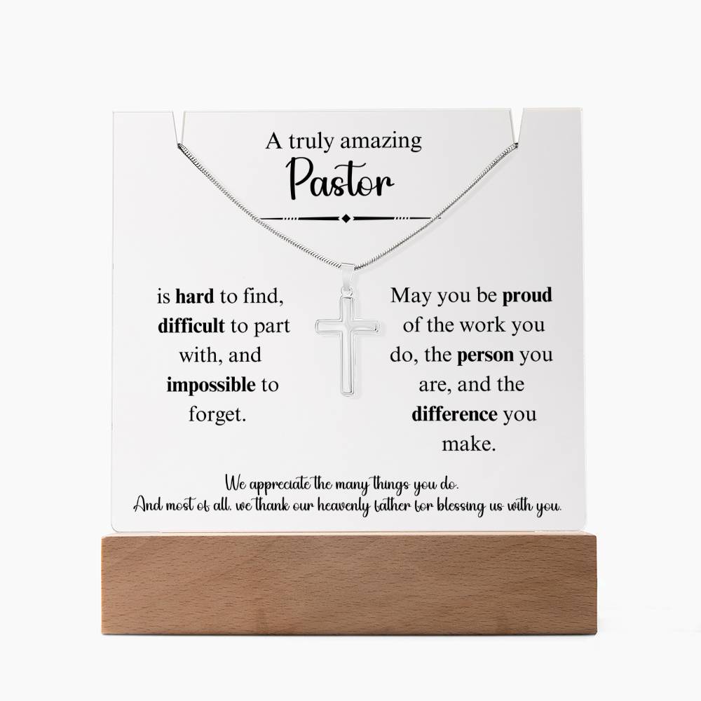 A Truly Amazing Pastor Keepsake Acrylic Bundle With Cross Necklace 2