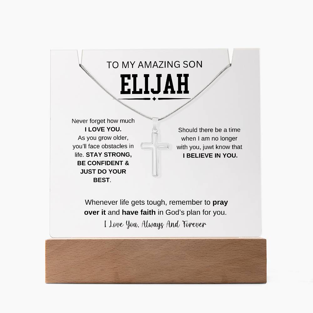 Personalized To My Son Necklace 1 - Keepsake Acrylic & Stainless Steel Cross Necklace