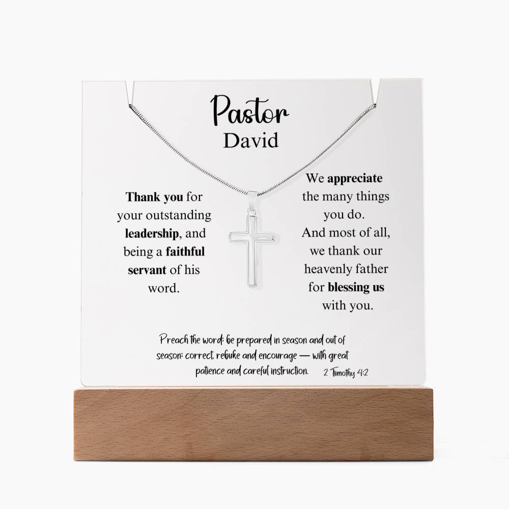 Appreciation Gift  For Pastor Keepsake Acrylic Plaque Cross Necklace 4