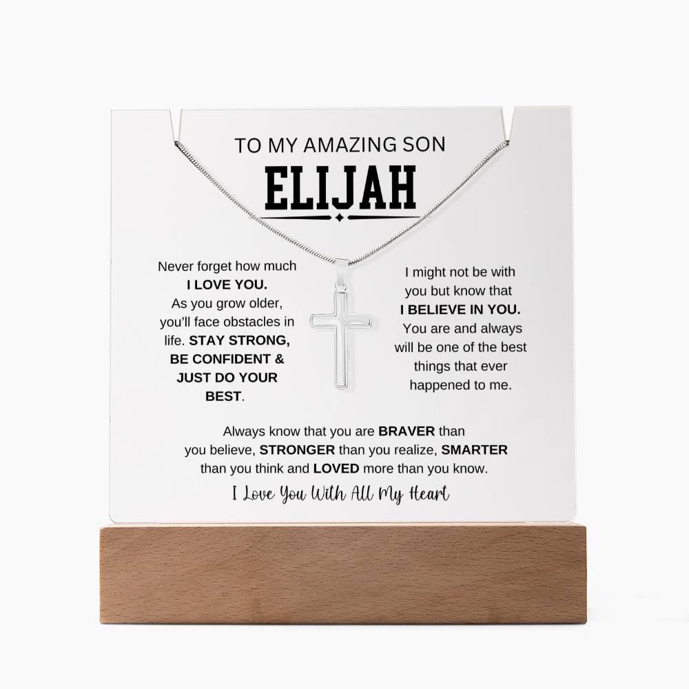 Personalized To My Son Necklace 8 - Keepsake Acrylic & Stainless Steel Cross Necklace
