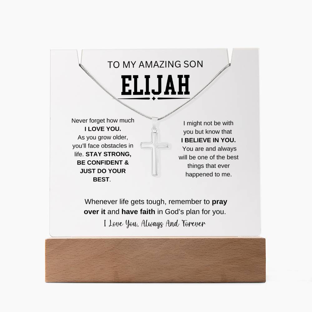Personalized To My Son Necklace 7 - Keepsake Acrylic & Stainless Steel Cross Necklace