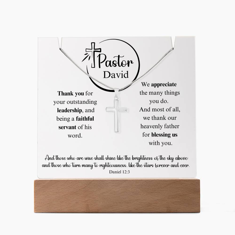 Appreciation Gift  For Pastor Keepsake Acrylic Plaque Cross Necklace 3