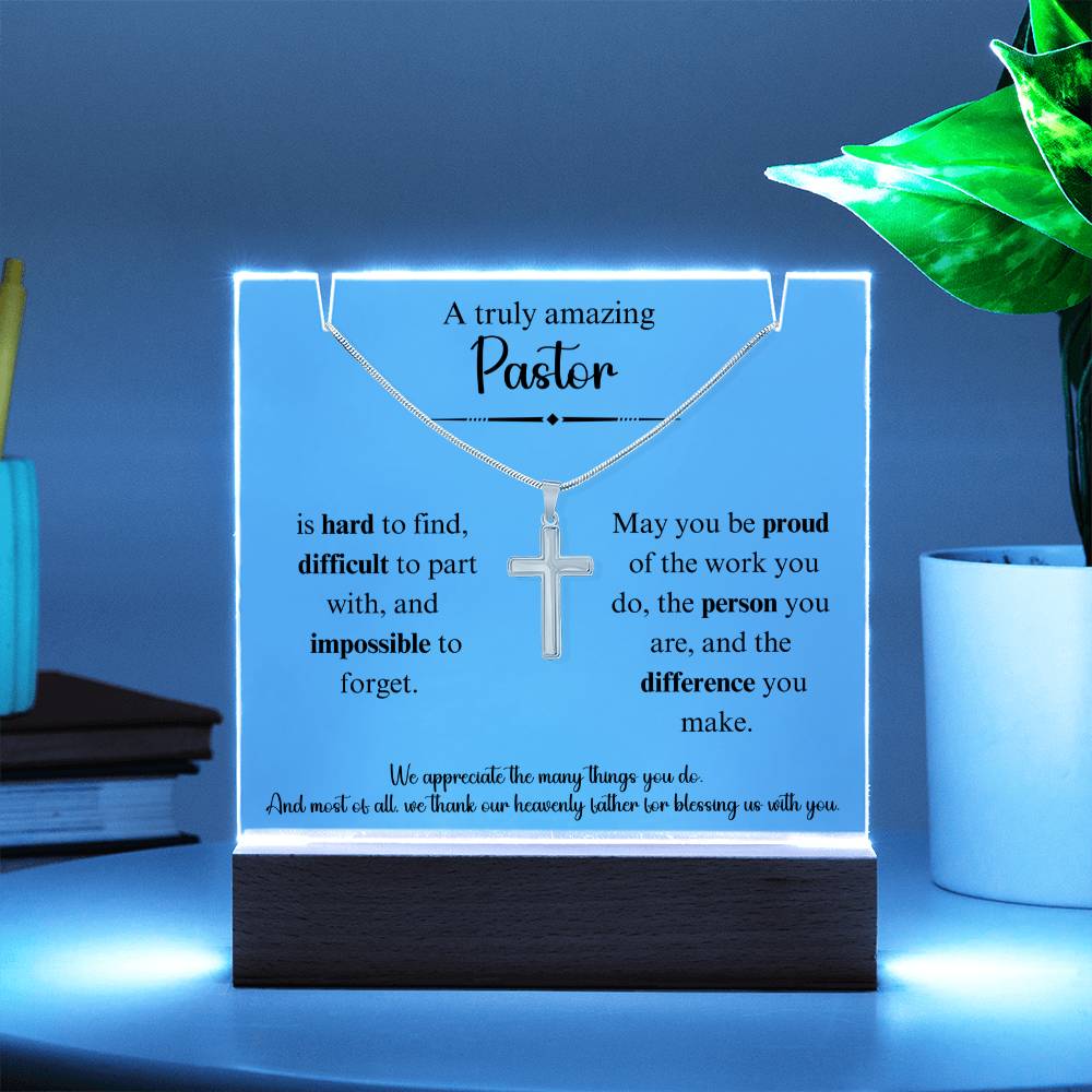 A Truly Amazing Pastor Keepsake Acrylic Bundle With Cross Necklace 2