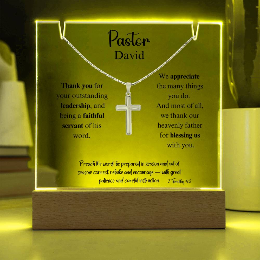 Appreciation Gift  For Pastor Keepsake Acrylic Plaque Cross Necklace 4