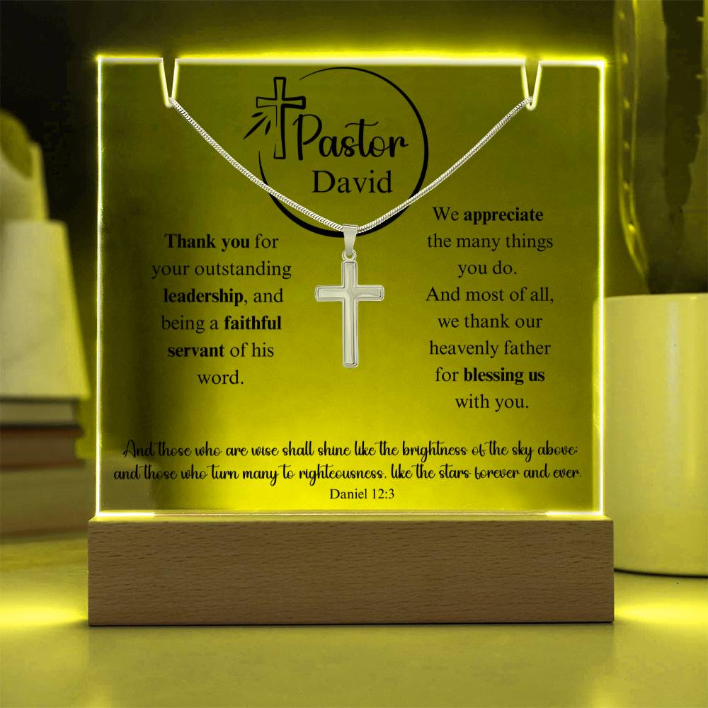 Appreciation Gift  For Pastor Keepsake Acrylic Plaque Cross Necklace 3