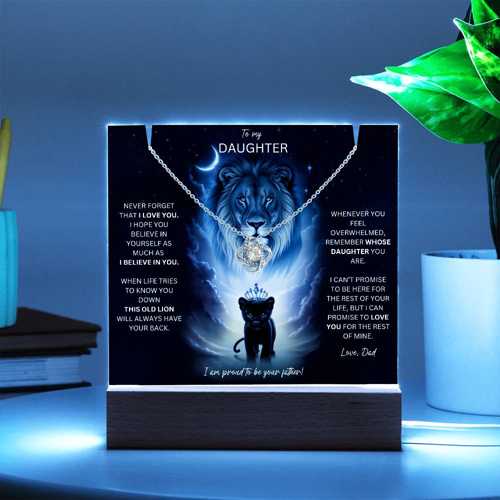 Daughter Gift Set From Dad Keepsake Acrylic Plaque With Love Knot Necklace 8