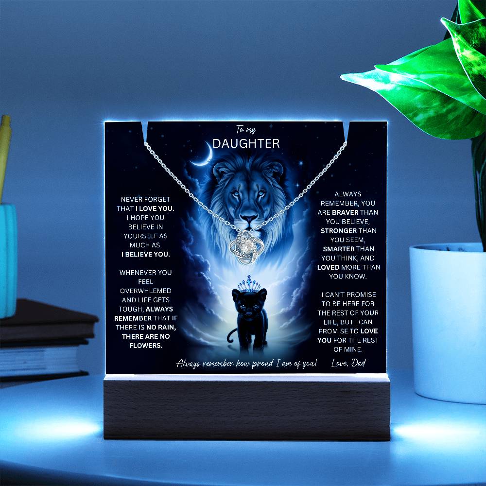 Daughter Gift Set From Dad Keepsake Acrylic Plaque With Love Knot Necklace 10