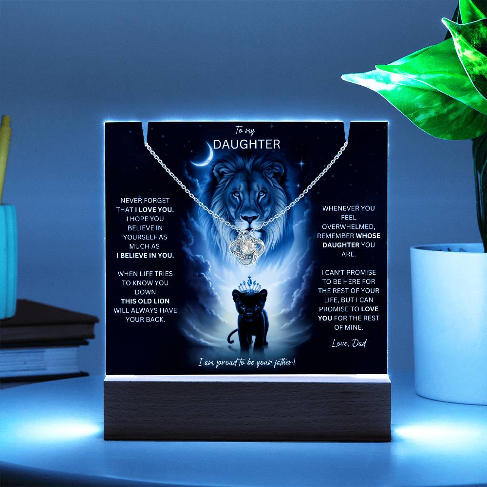 Daughter Gift Set From Dad Keepsake Acrylic Plaque With Love Knot Necklace 8