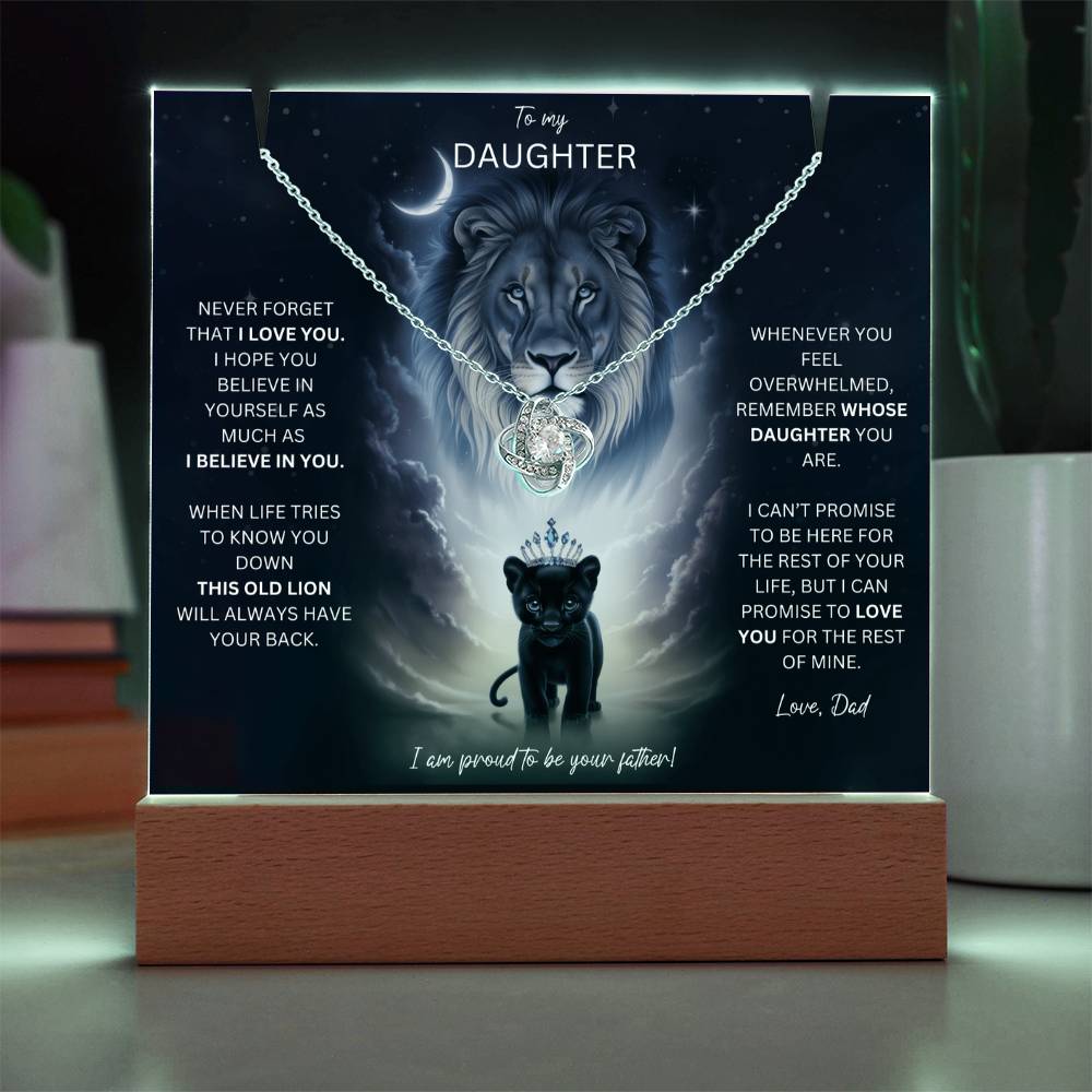 Daughter Gift Set From Dad Keepsake Acrylic Plaque With Love Knot Necklace 8